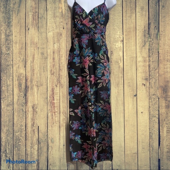 Guess Elena Black floral tropical one piece jumpsuit romper XS extra small 0 2 - Picture 3 of 13
